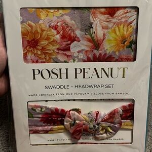 NWT Posh Peanut Nala Infant Swaddle
and Headwrap Set - Multi Flower Print